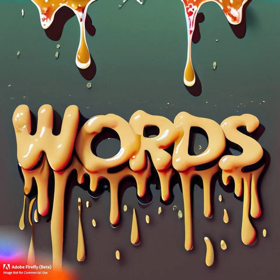 The word Words rendered in sticky dripping material.